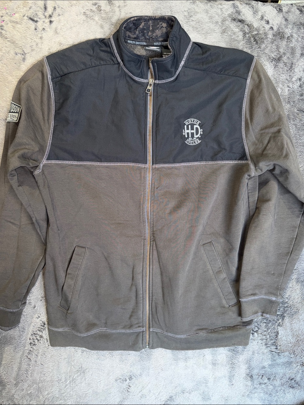 Harley-Davidson Black & Gray Two-Tone Zip riding jacket
